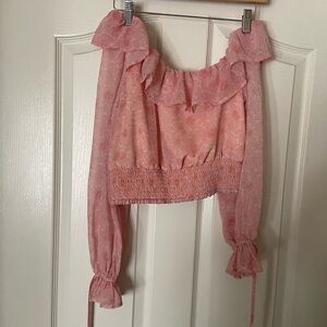 Privacy Please Pink Ruffle Blouse